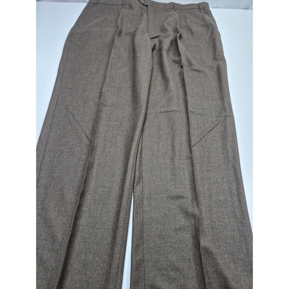 Palm Beach Dress Pants Mens 48x36 Brown Super 100 Wool Cashmere Pleated NWT
